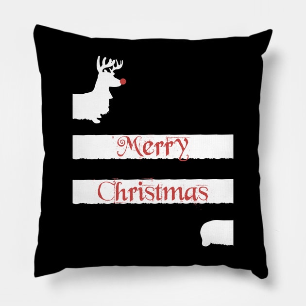 Merry Christmas Dachshund sausage dog Xmas Pillow by MGO Design