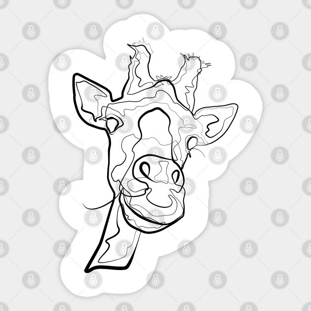 Giraffe One Line Drawing Giraffe Sticker Teepublic