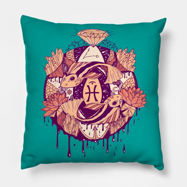 Peach Mystic Pisces Motion Pillow by kenallouis