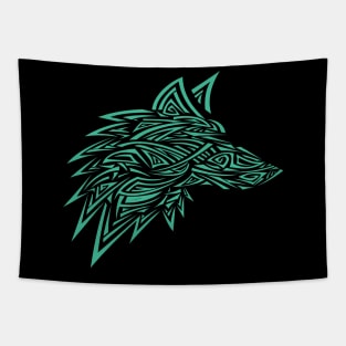 Wolf tattoo love colorful Tapestry