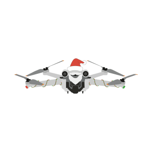 Festive DJI Mini 3 Pro Santa hat with beard and garland T-Shirt