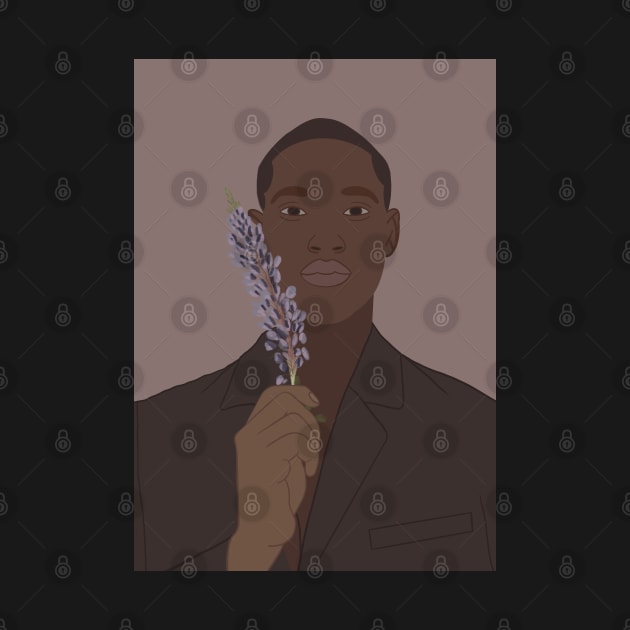 Black man with flower by Nastya Li