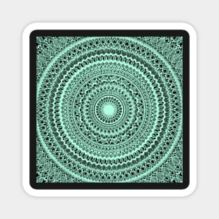 Light green mandala design on black Magnet