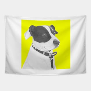 Jack Russell Crossbreed in Yellow Headshot Tapestry