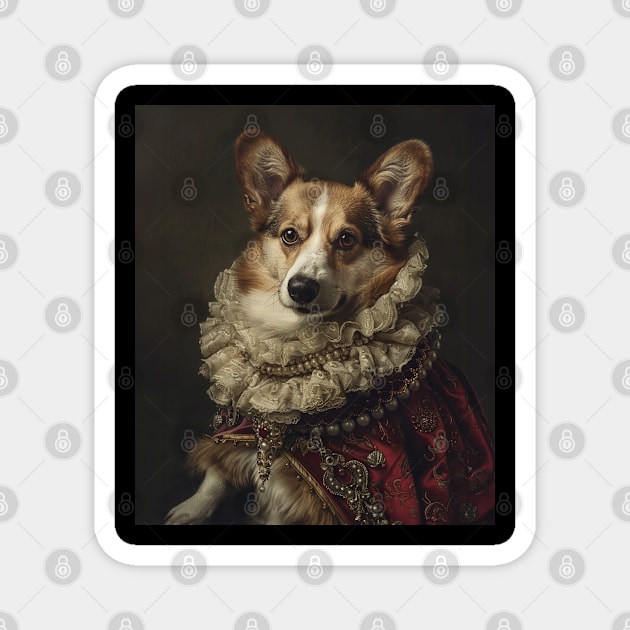 Royal Regalia: Corgi Princess Portrait Magnet by HUH? Designs