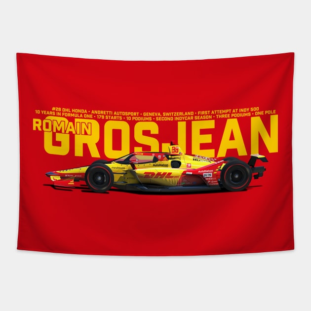 Romain Grosjean 2022 (yellow) Tapestry by Sway Bar Designs