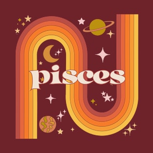 Pisces Zodiac Sign - 70s pisces Horoscope Sign T-Shirt