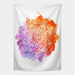 Sunset Watercolor Mandala Tapestry