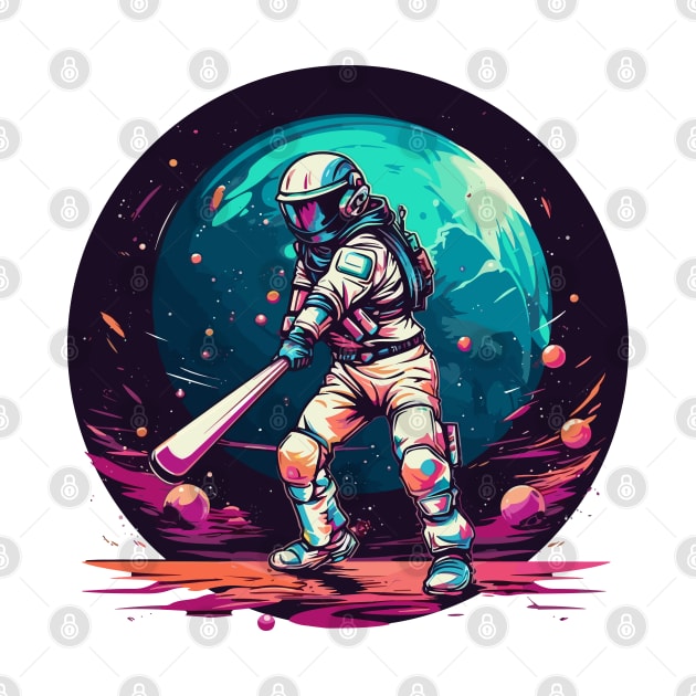 Astronauts playing baseball in space by Yopi