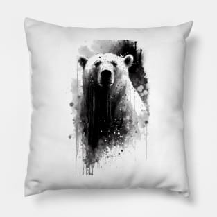 Ink Polar Bear Portrait Pillow