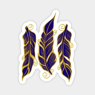 Blue and gold feathers Magnet