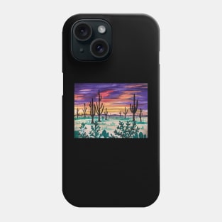 Desert cactus at sunset Phone Case