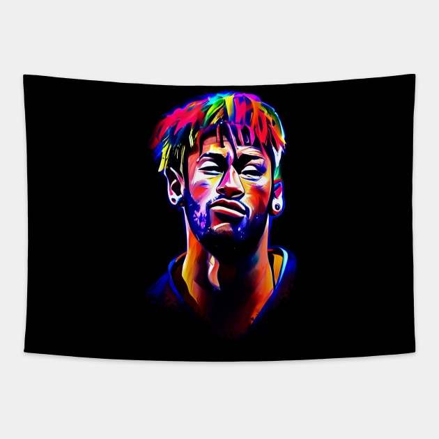 Neymar Jr popart cartoon Tapestry by BAJAJU