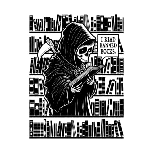 I Read Banned Books Funny Bookish Grim Reaper Reader Library T-Shirt