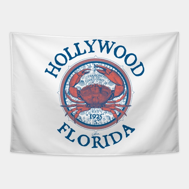 Hollywood, Florida, Stone Crab on Wind Rose Tapestry by jcombs