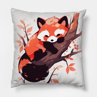 Red panda sleeping in a tree Pillow