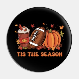 Tis The Season Football Fall Pumpkin Spice Leaf Pin