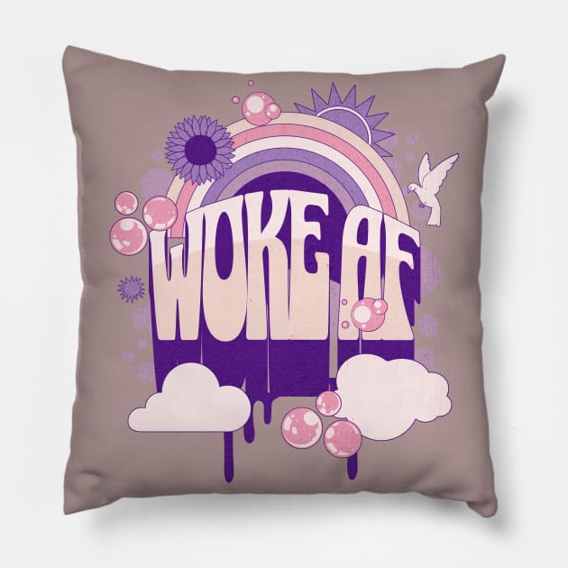 Retro Woke AF Pillow by TeeTrendz