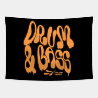 DRUM AND BASS  - Liquid Y2K Font (Orange) ) Tapestry