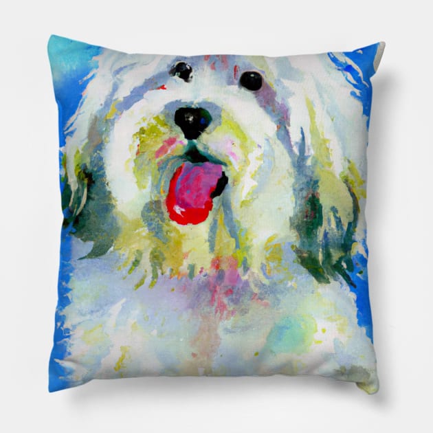 Coton de Tulear Watercolor - Dog Lovers Pillow by Edd Paint Something