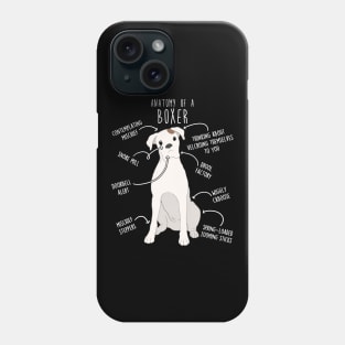 Boxer Dog White Check Anatomy Phone Case