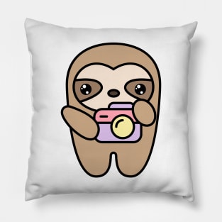 Funny three toed sloth with a camera. Pillow