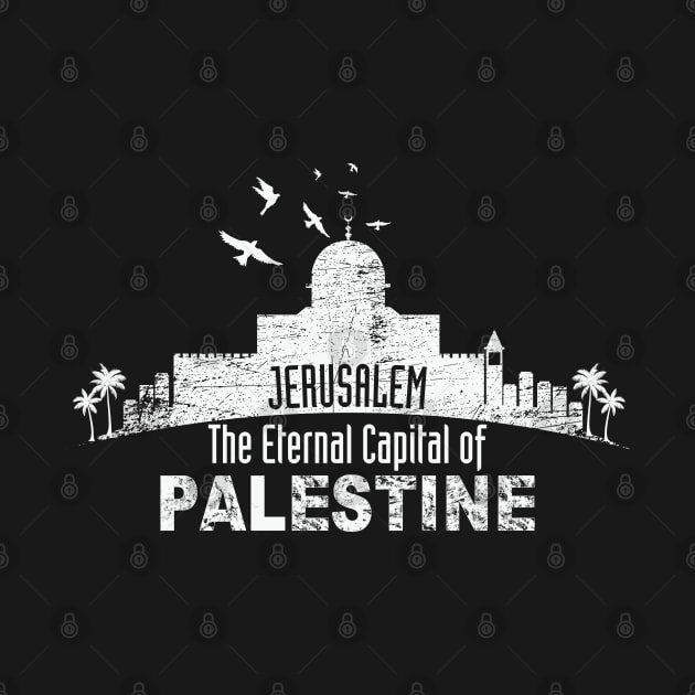 Jerusalem the Eternal Capital of Palestine will be Free Palestinian Hatta Keffiyeh Pattern - wht by QualiTshirt