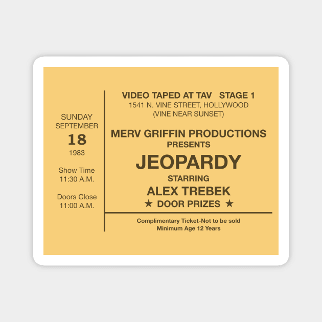 Jeopardy! Ticket Magnet by whatsupnerds