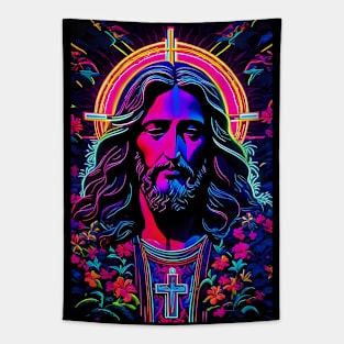 Neon Jesus Christ Tapestry