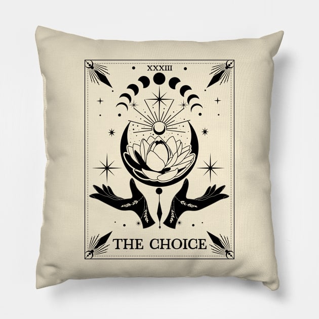 Mystic tarot card celestial design, The Choice tarot Pillow by PoeticTheory