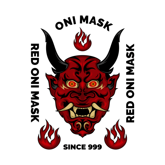 Japanese Oni Mask T-Shirt by rudimsa99