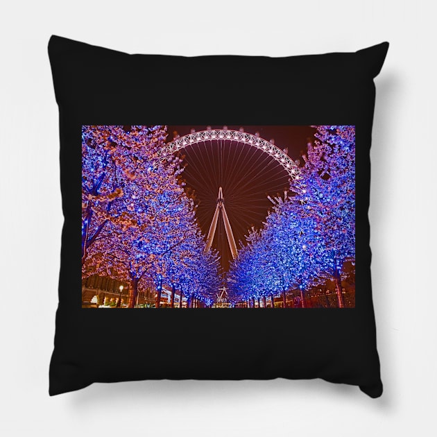 London Eye at night Pillow by vadim19