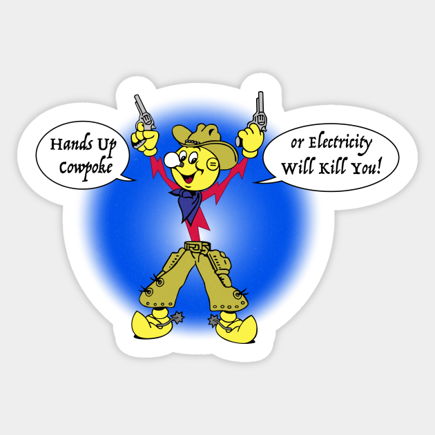 Retro Ad - Reddy Kilowatt Cowboy - Humor - Sticker