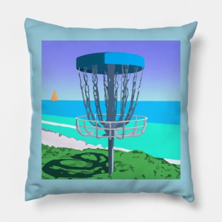 Disc Golf on an Oceanside Beach Pillow