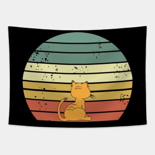 cat watching sunset Tapestry