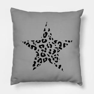 Cutout Black Leopard Print Star Pillow