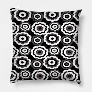 Monochrome Flower Pattern Pillow