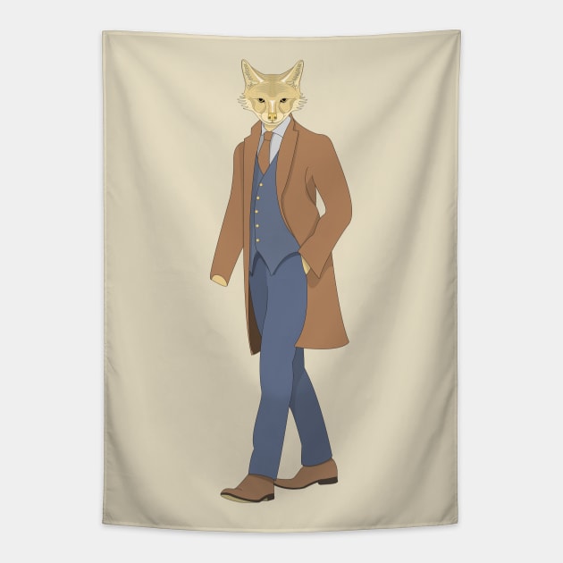 coyote detective Tapestry by dwalikur