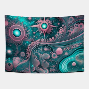 Other Worldly Designs- nebulas, stars, galaxies, planets with feathers Tapestry