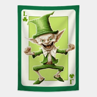 Evil Leprechaun Shamrock Card St Paddys Day Festival Tapestry