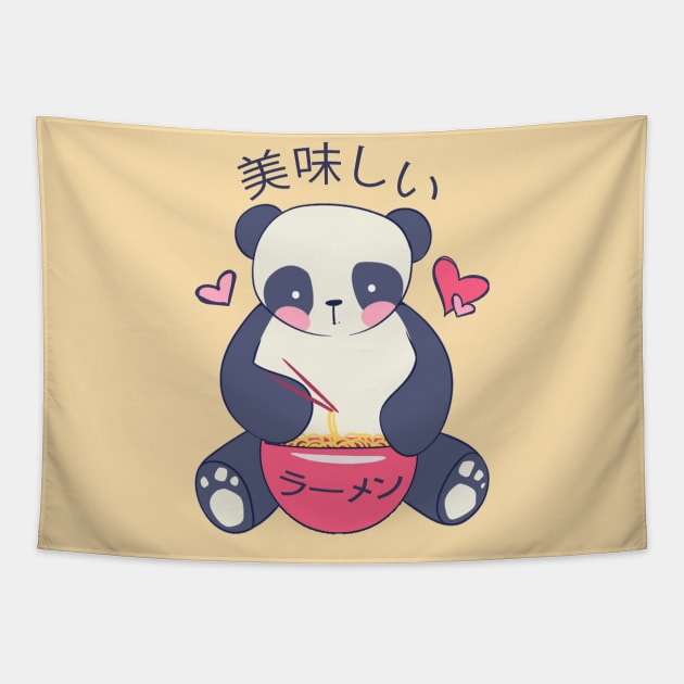 Panda ramen Tapestry by ArtStyleAlice