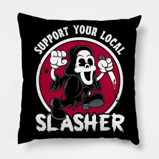 Support Your Local Slasher - Creepy Cute Vintage Cartoon Horror Pillow