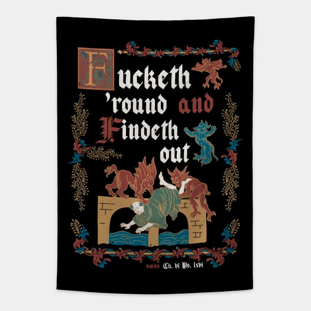 F*ck Around and Find Out Medieval Style - funny retro vintage English history Tapestry by Nemons