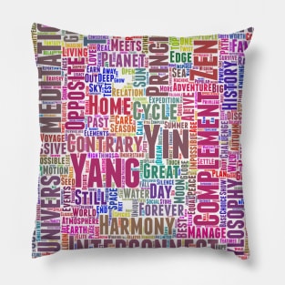 Yin Yan Interconnect Pattern Text Word Cloud Pillow