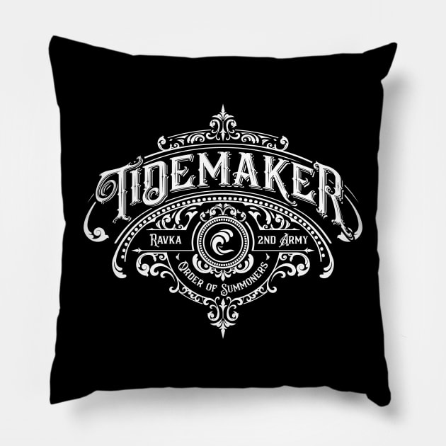 Shadow and Bone: Tidemaker (monochrome) Pillow by firlachiel