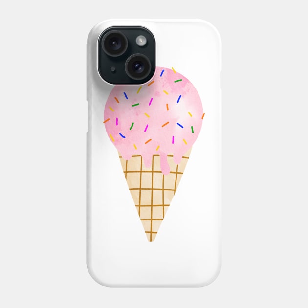 Pink Ice Cream Cone Phone Case by MutchiDesign