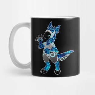 Protogen Fursuit Furry Fursona waving hello blue tie dye