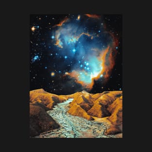 Lonely Road To The Stars - Space Collage, Retro Futurism, Sci-Fi T-Shirt