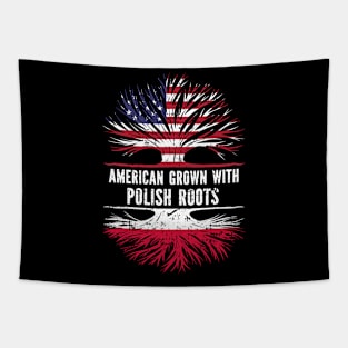 American Grown with Polish Roots USA Flag Tapestry