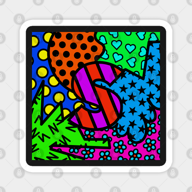 Alphabet Series - Letter S- Bright and Bold Initial Letters Magnet by JossSperdutoArt